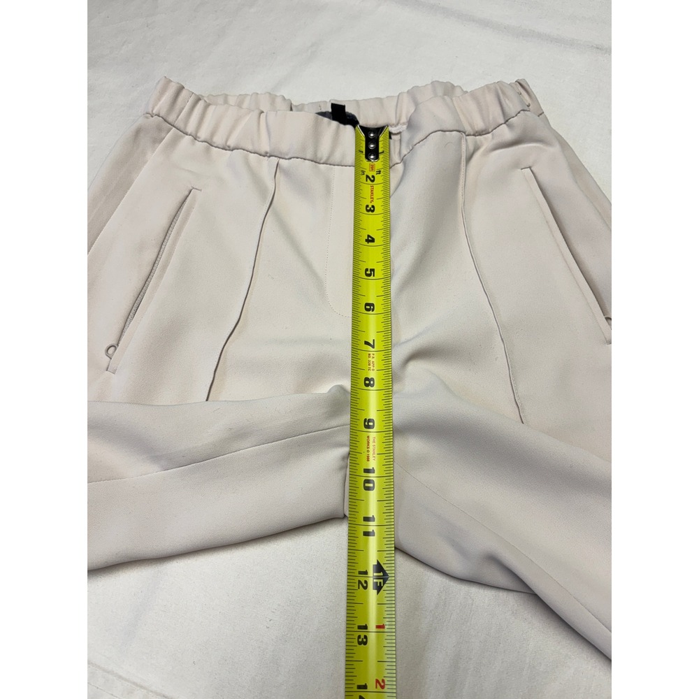 Theory Beige Wide Leg Pintuck Trousers Elastic Waist Side Zip Size 000 W24 L25 - Picture 8 of 11